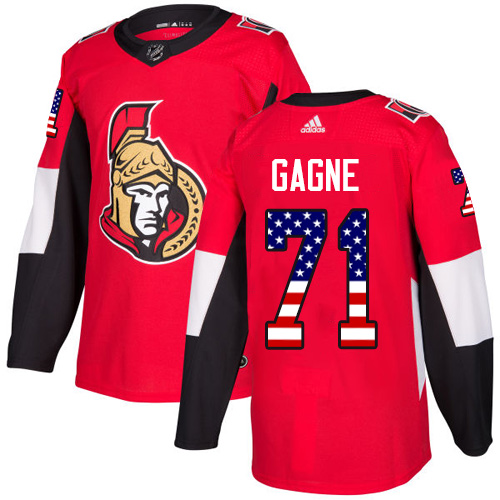 Kinder Ottawa Senators Eishockey Trikot Gabriel Gagne #71 Authentic Rot USA Flag Fashion